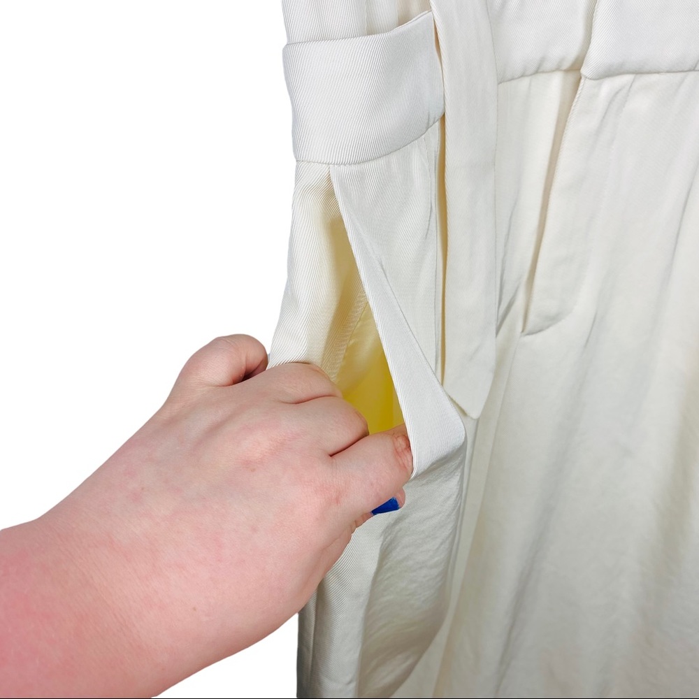 ZARA Limited Edition Tailored Layered Ecru Cream Corporate Midi Shirt Dress Tie - Picture 12 of 16